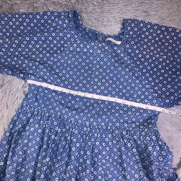Christy Dawn Theo Dress Womens Small Blue Indigo Petunia Dot Midi Tiered Cottage - Picture 11 of 16